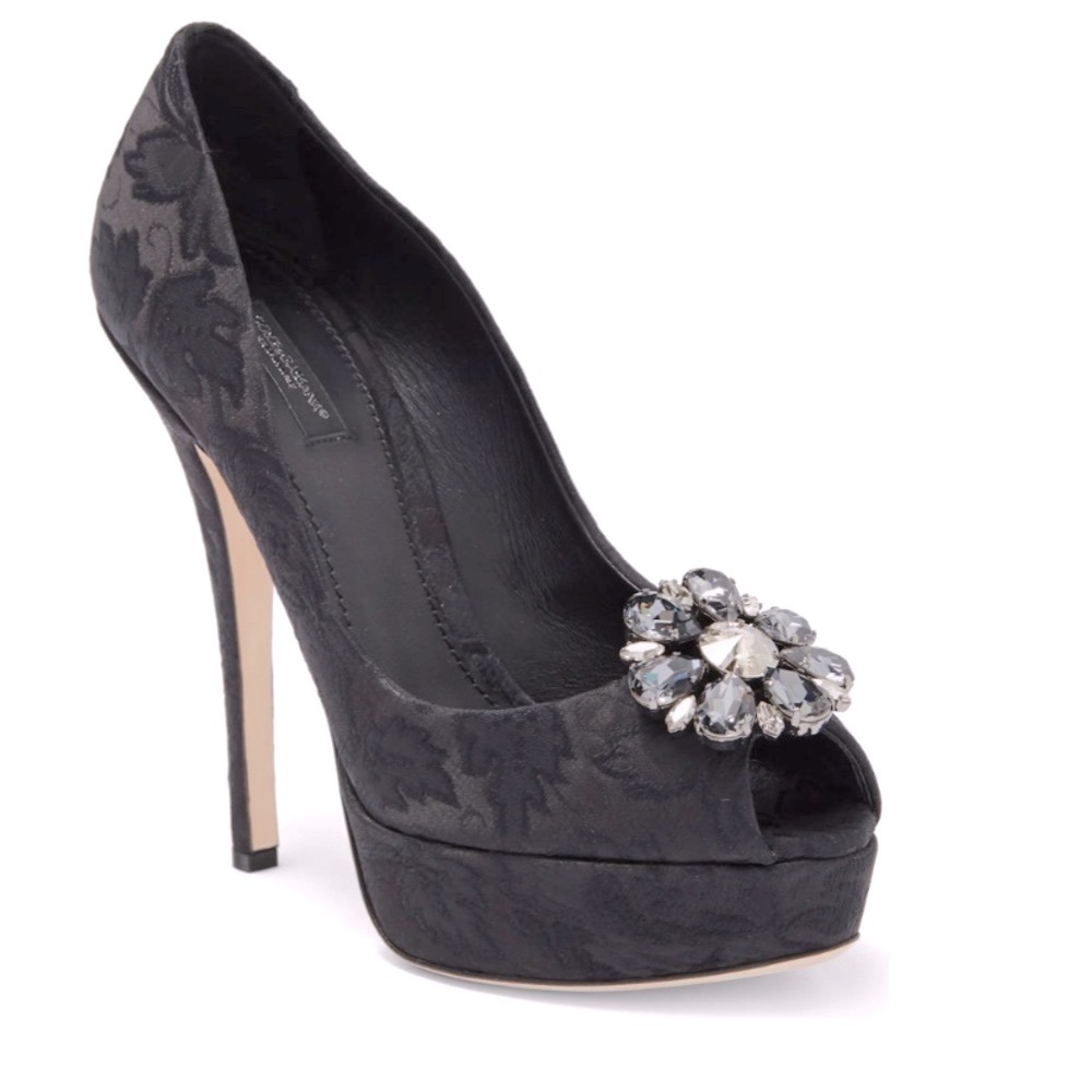New Dolce & Gabbana Embellished Peep Toe Stiletto Platform Sandal